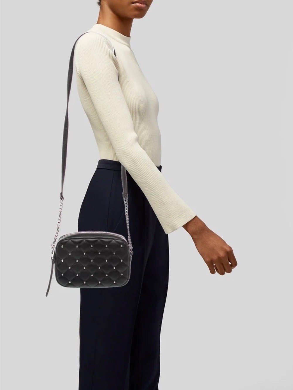Rebecca Minkoff black quilted studded crossbody. NWT